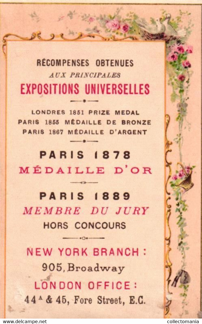 4 Cartes Chromo Gellé Frères Parfum 1898 Calendrier Paris Pierrot Bouquet De Trianon Regina Bouquet Idylle   Lith.Baily - Antiquariat (bis 1960)