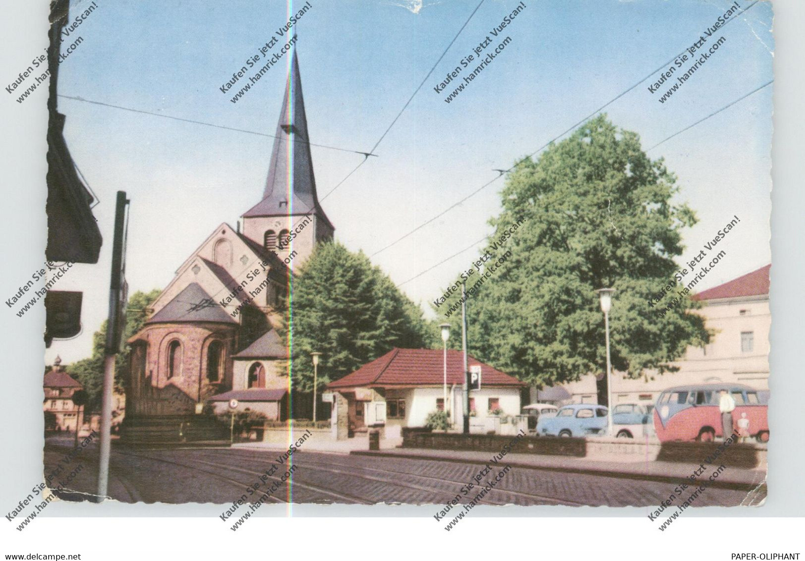 4010 HILDEN, Marktplatz Und Ev. Kirche, VW-.Bus, 1966 - Hilden