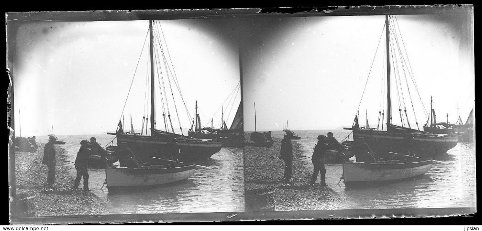 Lot De 13 Plaques De Verre Stéréo Négatives Saint Brieuc Sous La Tour Cesson Voiliers Pêcheurs Port  -- Garfen - Saint-Brieuc