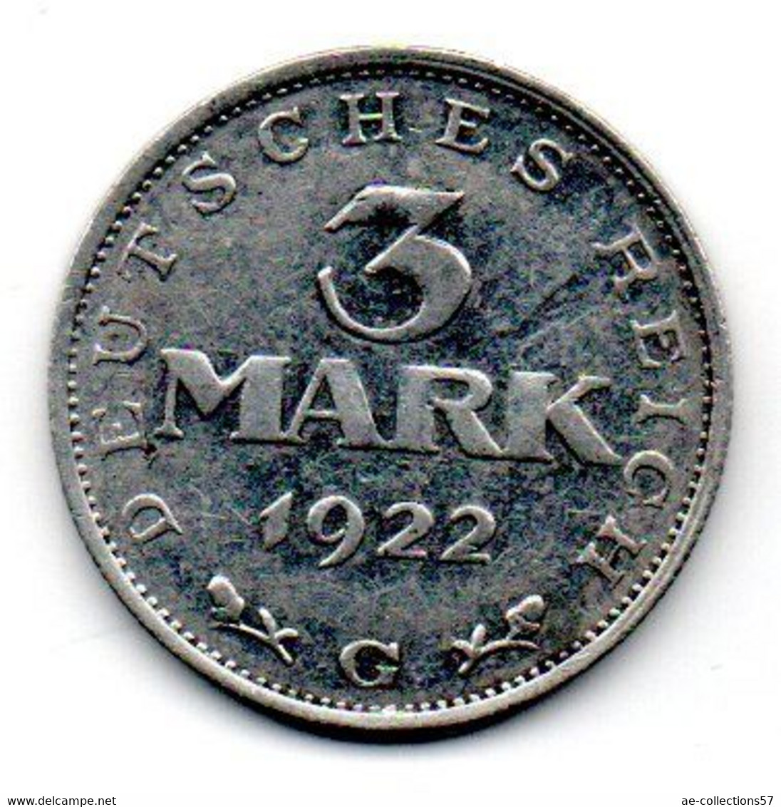 Allemagne - 3 Mark 1922 G TTB - 3 Mark & 3 Reichsmark