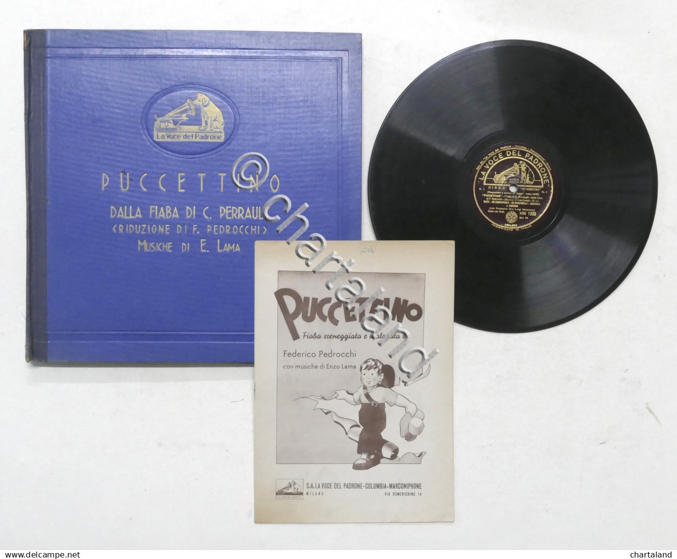 Cofanetto Fiaba Puccettino Di C. Perrault + 4 Dischi La Voce Del Padrone - 1942 - Collections Complètes