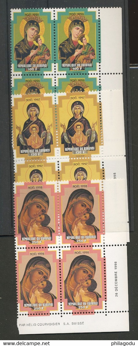 1089/1091.  X4 ** Noël.BURUNDI  1999. XtMas. Kerstfeest. . **. Postfris. Sans Charnière. Cote. 32,-euros - Unused Stamps