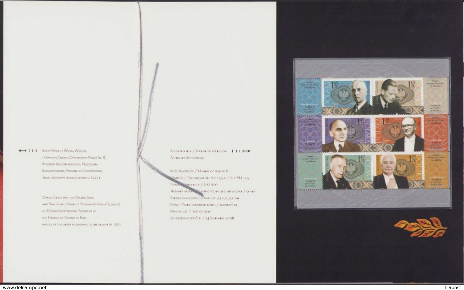 Poland 2008 Booklet, Polish Heads Of State, Presidents In Exile, Insignia Presidential Power IIRP Postcard + Sheet MNH** - Carnets