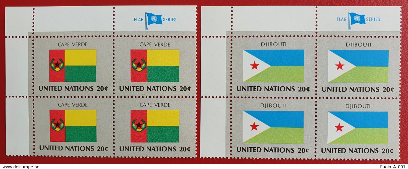 UNO NEW YORK MNH CAPE CAPO VERDE DJIBOUTI FLAG OF NATIONS BLOC OF FOUR - Other & Unclassified