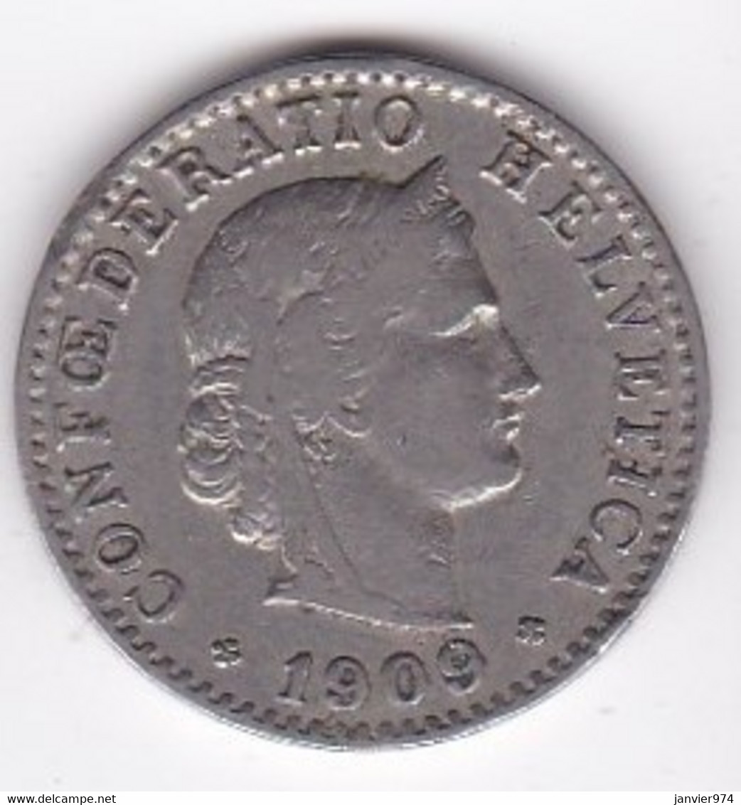 Suisse 20 Rappen 1909 B , En Nickel - 20 Centimes / Rappen