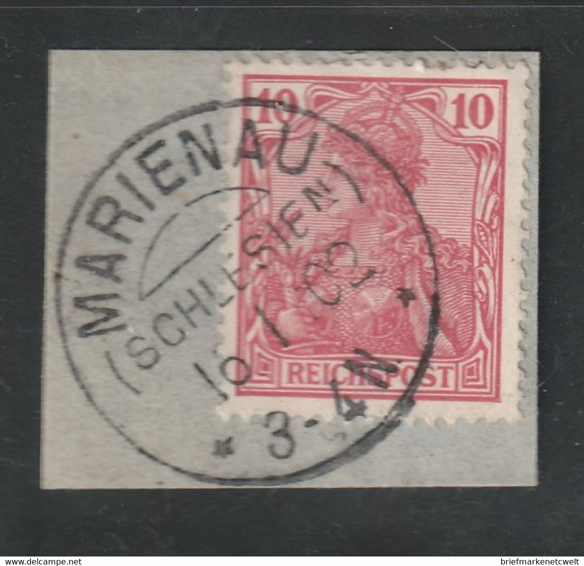 [1325] Deutsches Reich - 1902 - KOS-Stempel "MARIENAU (SCHLESIEN)" Auf Bfst. Mit 10 Pfg. "Germania" - Macchine Per Obliterare (EMA)