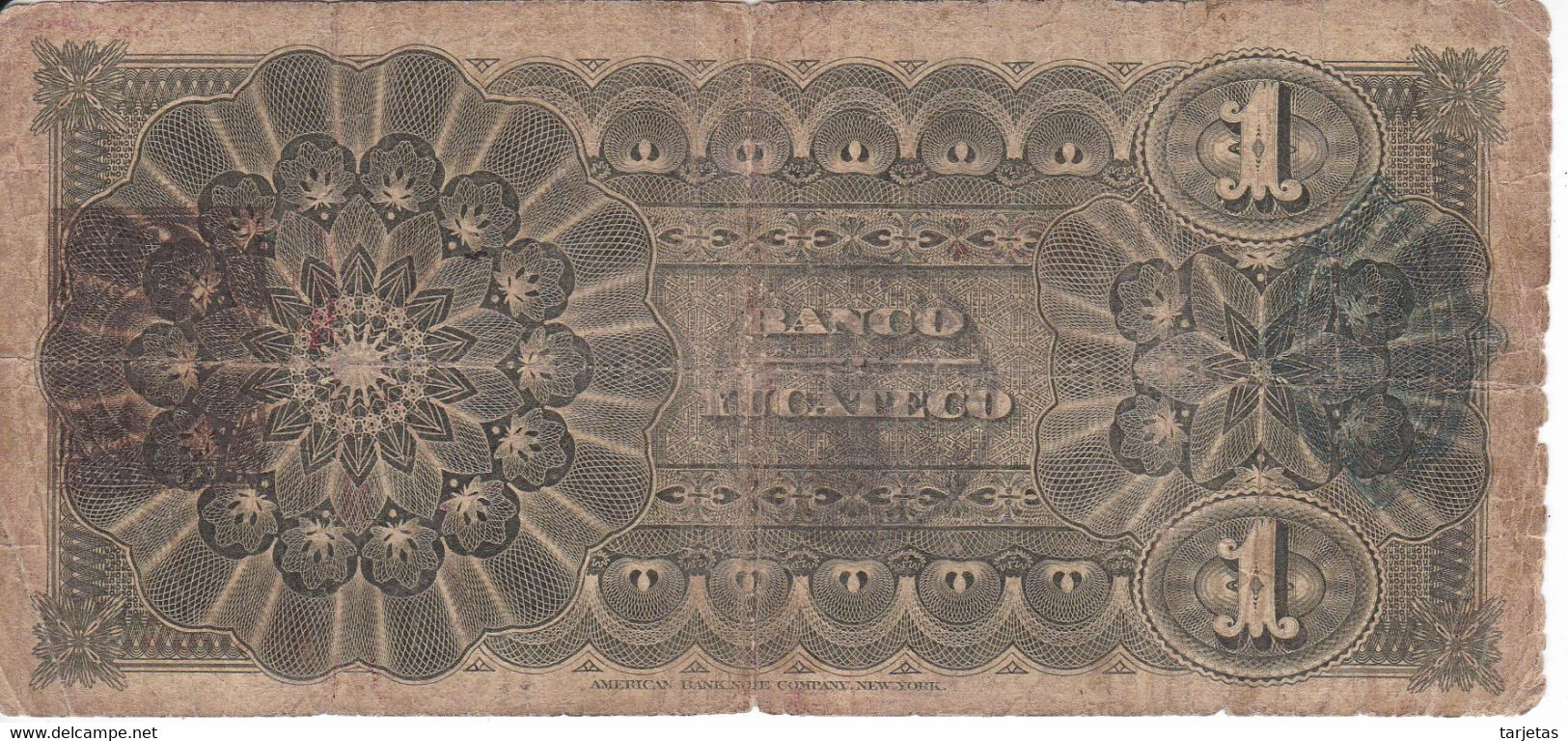 BILLETE DE MEXICO DE 1 PESO DEL BANCO YUCATECO DEL AÑO 1892 (BANKNOTE) MUY RARO - Mexico