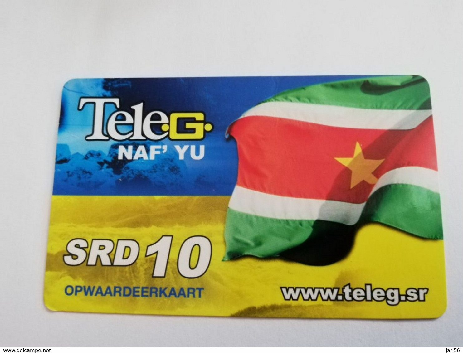 SURINAME US $10 UNIT GSM  PREPAID  FLAG  MOBILE CARD           **5127 ** - Surinam