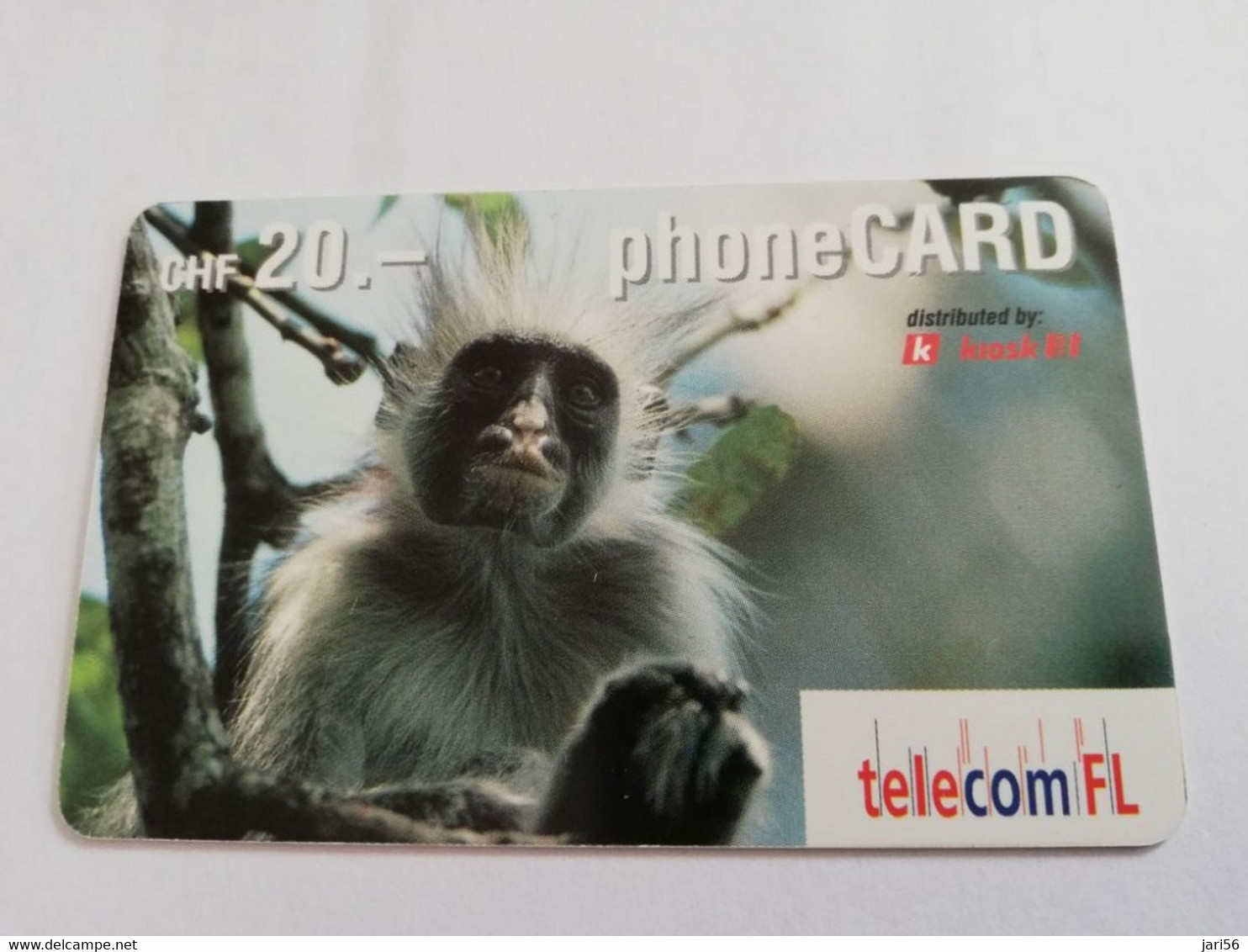 LIECHTENSTEIN ANIMALS CHF 20,- FINE USED PREPAID  MONKEY       ** 5148** - Liechtenstein