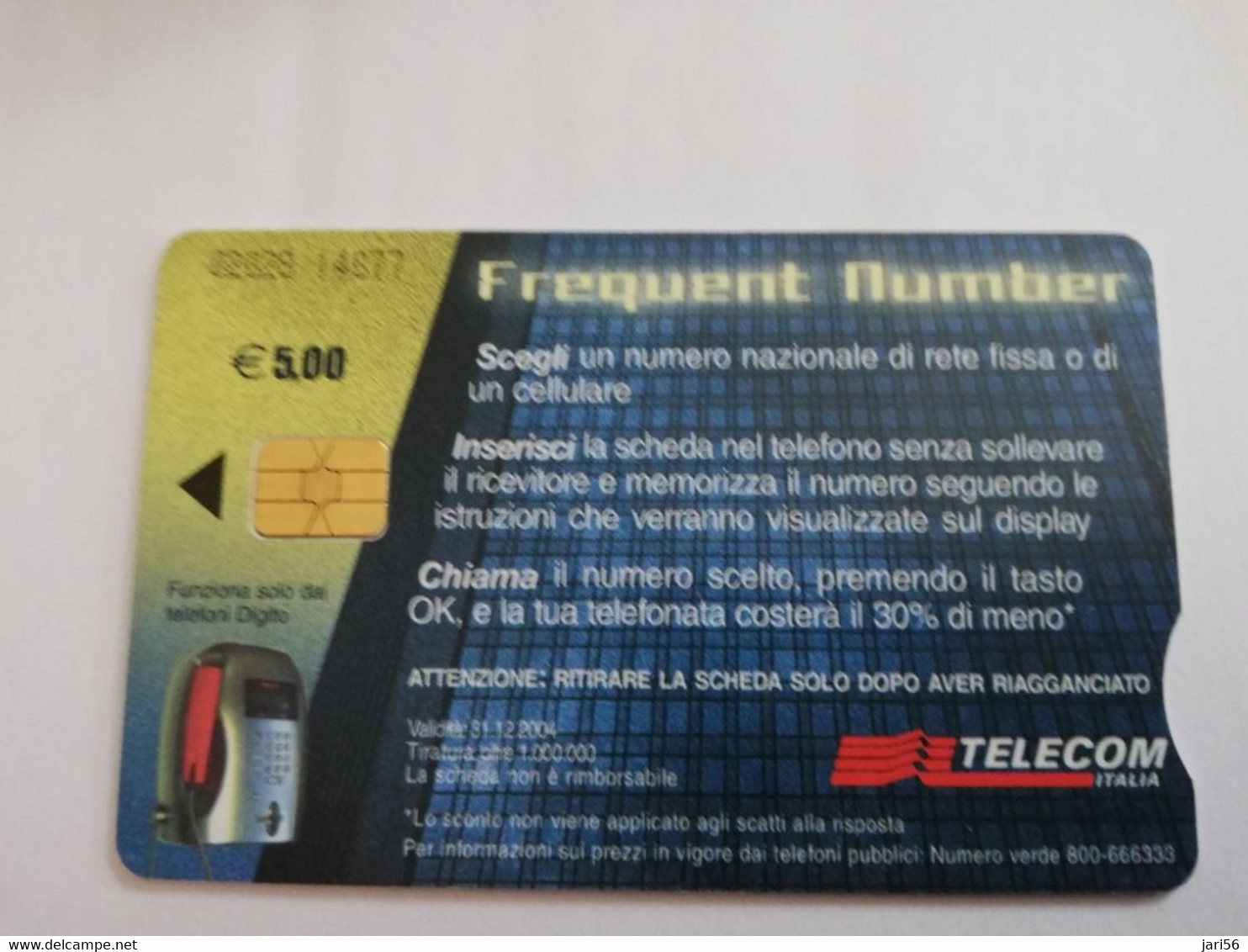 ITALIA CHIPCARD € 5,00  FREQUENT NUMBER     USED   ** 5161** - Públicas Ordinarias