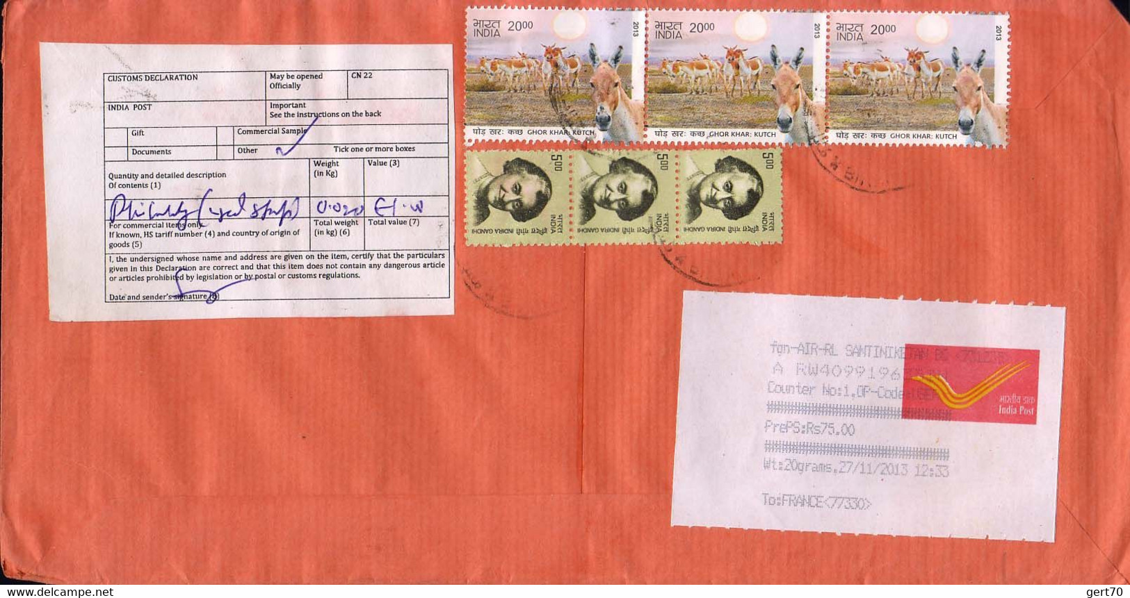 INDIA 2013, Indian Wild Ass / Indian Onager / Onagre De L'Inde / Circulated Cover - Anes