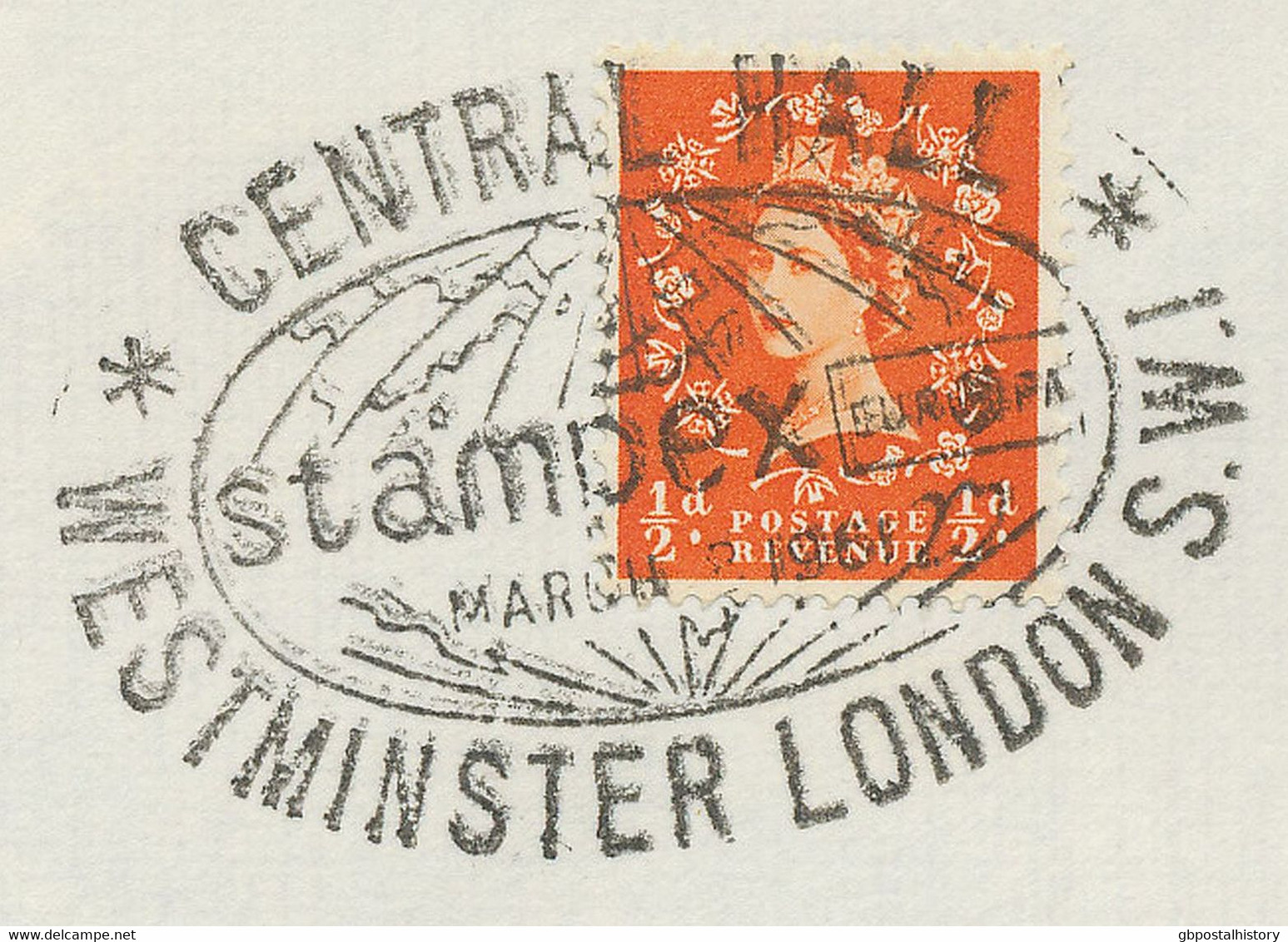 GB SPECIAL EVENT POSTMARKS 1961 STAMPEX CENTRAL HALL WESTMINSTER LONDON S.W.I - Storia Postale