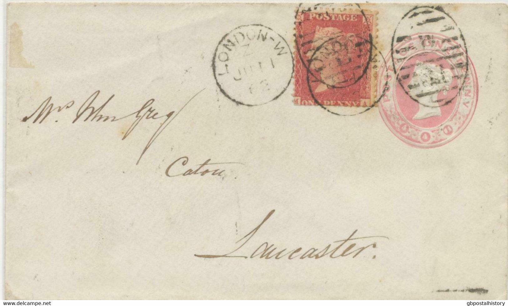 GB 1862 QV 1d Pink VF Env Dated 4.4.61 Uprated W 1d Rose-red "LONDON-W / W / 31" - Cartas