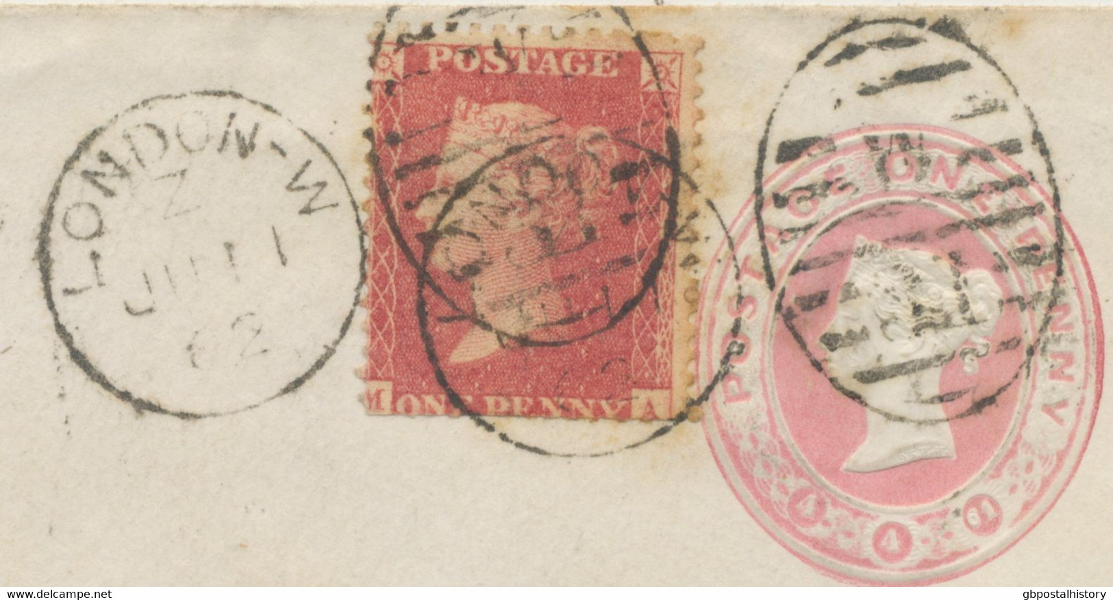 GB 1862 QV 1d Pink VF Env Dated 4.4.61 Uprated W 1d Rose-red "LONDON-W / W / 31" - Cartas