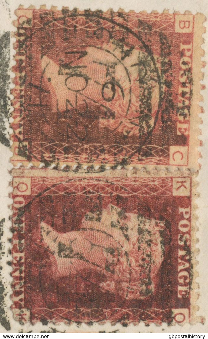 GB 1871 QV 1 D Pink Stationery Env Stamped To Order + QV 1  D Red Pl.136+Pl.140 - Brieven En Documenten