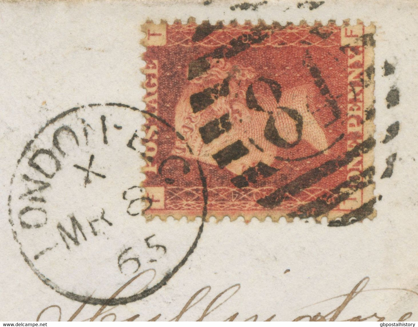 GB 1865 QV 1d Rose-red Pl.94 (TF - Bottom-side W. Trimmed Perf. From Production) - Lettres & Documents