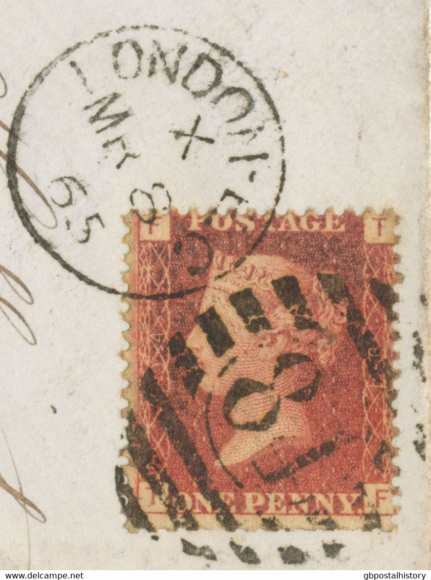 GB 1865 QV 1d Rose-red Pl.94 (TF - Bottom-side W. Trimmed Perf. From Production) - Lettres & Documents