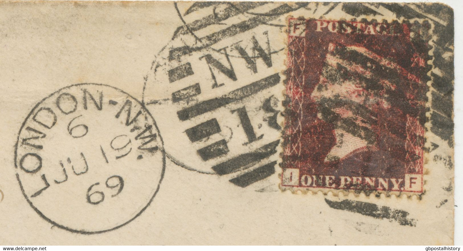 GB 1869 QV 1d Rose-red Rare Pl.121 (IF) On Fine Cvr LONDON-N.W. / N W / 18 +DUMB - Covers & Documents