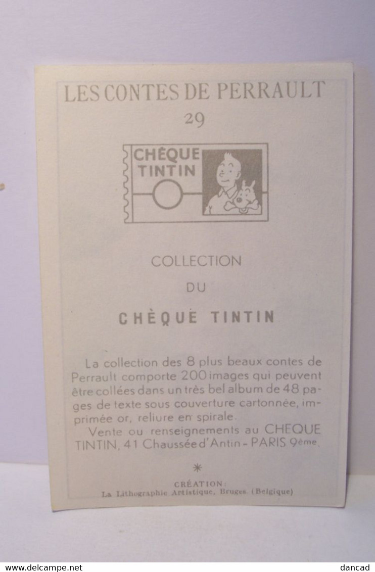 CHEQUE  TINTIN  - LES CONTES DE PERRAULT - IMAGE N° 29 - (  CHAT  ) - Albums & Catalogues