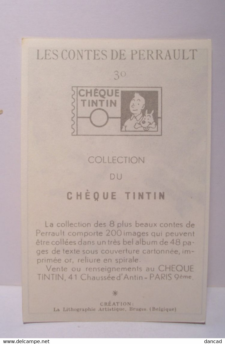CHEQUE  TINTIN  - LES CONTES DE PERRAULT - IMAGE N° 30 - (  CHAT - LAPIN ) - Albumes & Catálogos