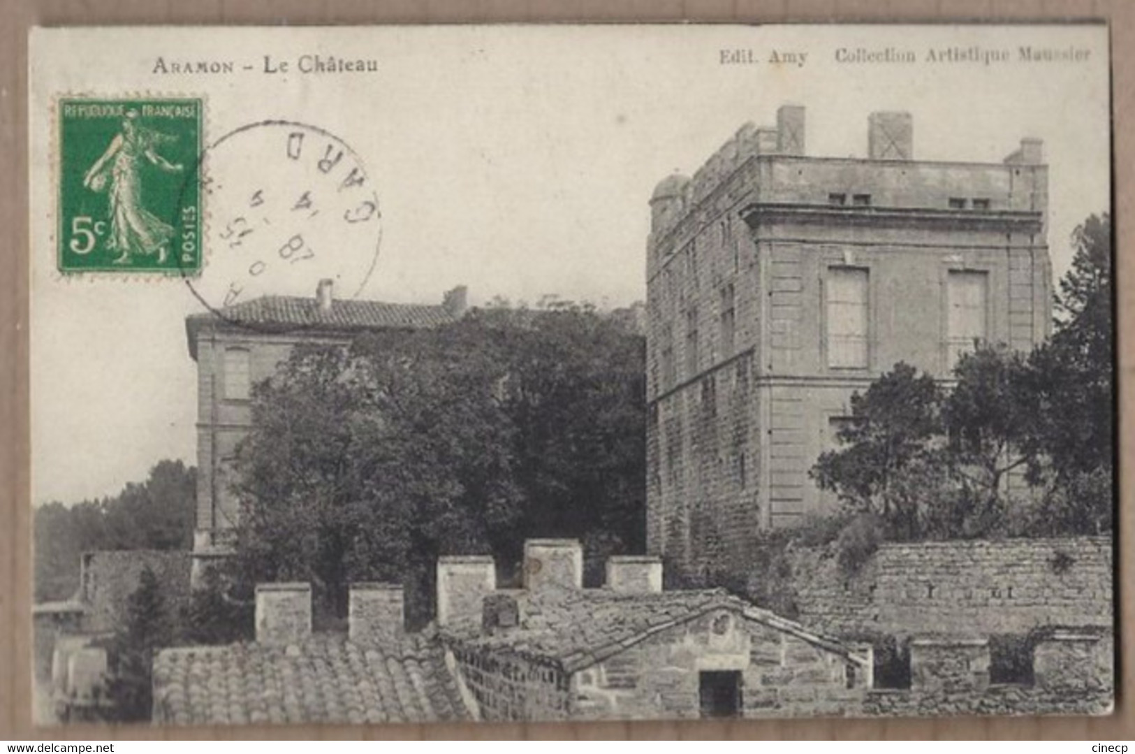 CPA 30 - ARAMON - Le Château - TB PLAN EDIFICE Et Détails Maisons En Bas + Jolie Oblitération - Aramon