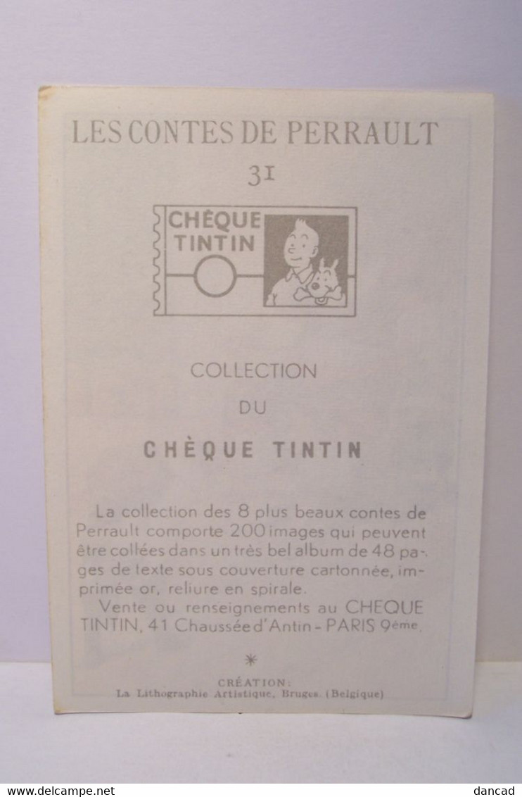 CHEQUE  TINTIN  - LES CONTES DE PERRAULT - IMAGE N° 31 - (  CHAT  ) - Albumes & Catálogos