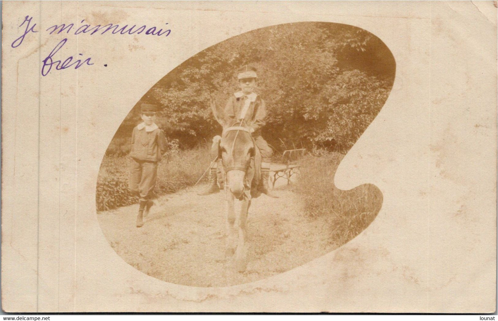 19 ARNAC POMPADOUR - Carte Photo - âne - Enfants  * - Arnac Pompadour