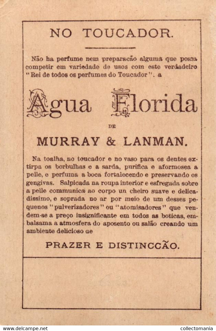 1 Card Agua Florida De Murray & Lanman Perfume Universal 1881 - Antiquariat (bis 1960)