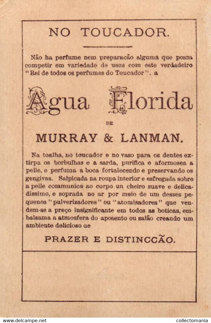 1 Card Agua Florida De Murray & Lanman Perfume Universal 1881 - Profumeria Antica (fino Al 1960)