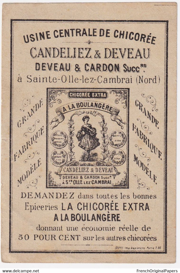 Chromo Gravure Image Devinette Chicorée Candeliez Deplanche Paris 1890 Poule Aux Oeufs D' Or Mystère Oeuf Illusion 48-40 - Tè & Caffè