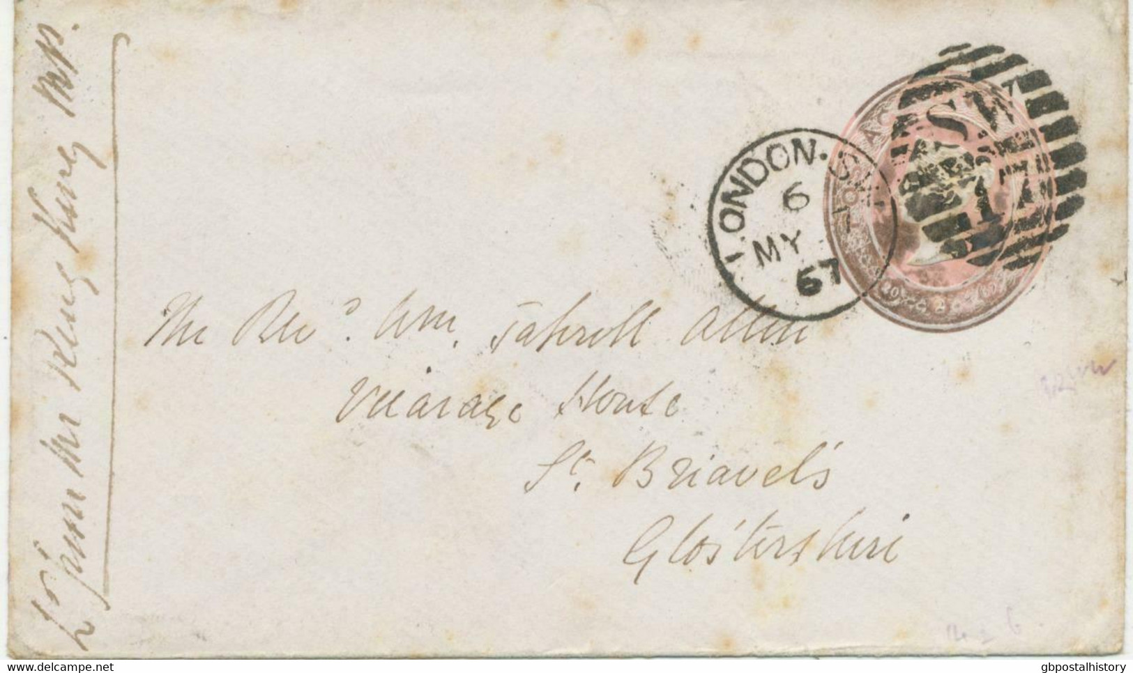 GB 1867 QV 1d Pink Envelope With Printing Date 20.2.67 "LONDON-S.W / S.W / 17" - Covers & Documents