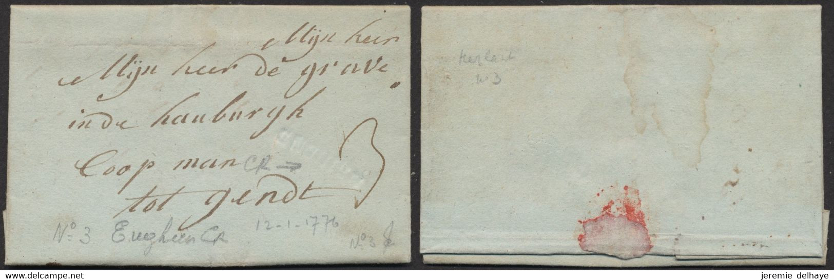 Précurseur - LAC Datée De Enghien (12/1/1776) + Griffe En Creux ENGHIEN Et Port "3" > Gent - 1714-1794 (Paises Bajos Austriacos)
