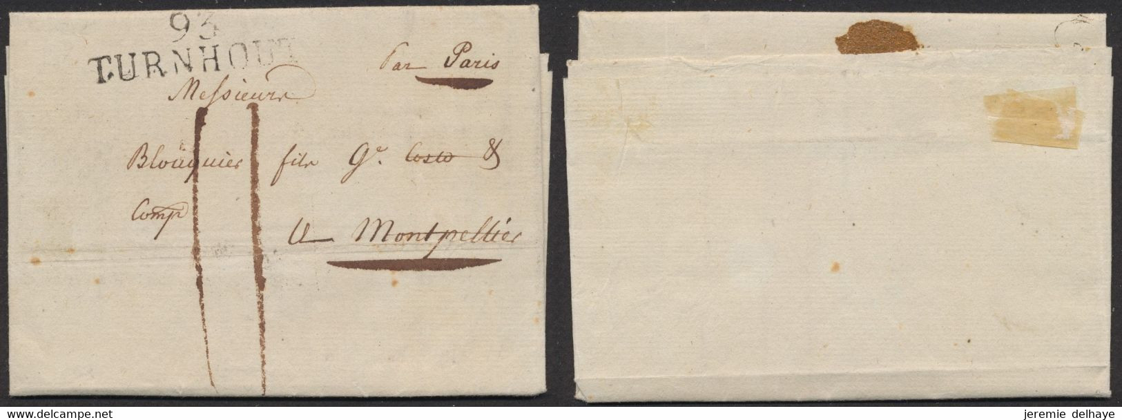 Précurseur - LAC Datée De Turnhout (1816) + Obl Linéaire 93 / TURNHOUT, Port "II' > Montpellier Par Paris - 1815-1830 (Holländische Periode)