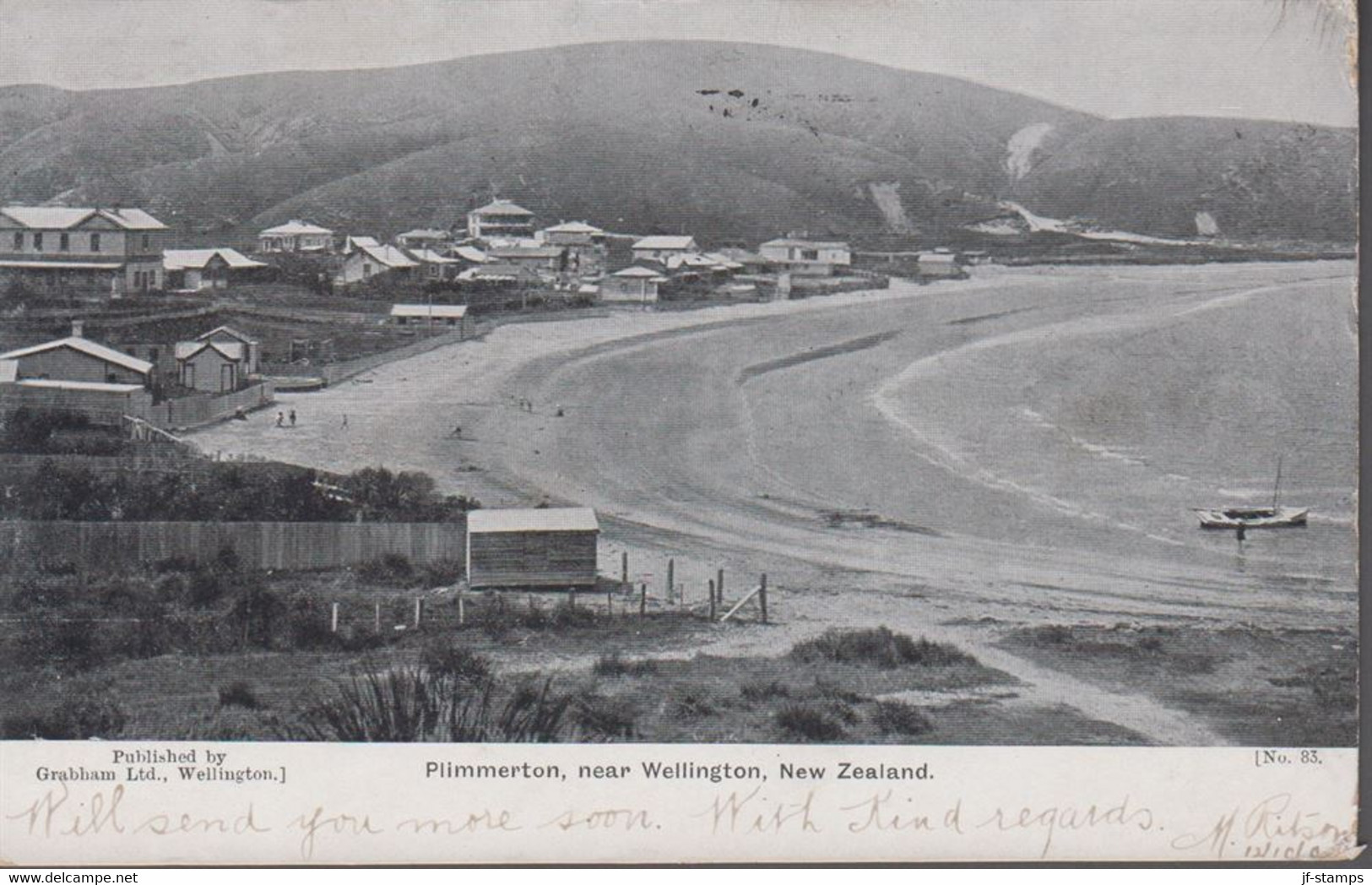 1905. New Zealand.  POST CARD. Plimmerton, Near Wellingston, New Zealand To Denmark 1... (MICHEL 100) - JF417216 - Briefe U. Dokumente