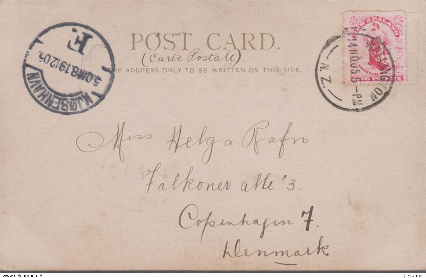 1905. New Zealand.  POST CARD. Plimmerton, Near Wellingston, New Zealand To Denmark 1... (MICHEL 100) - JF417216 - Briefe U. Dokumente