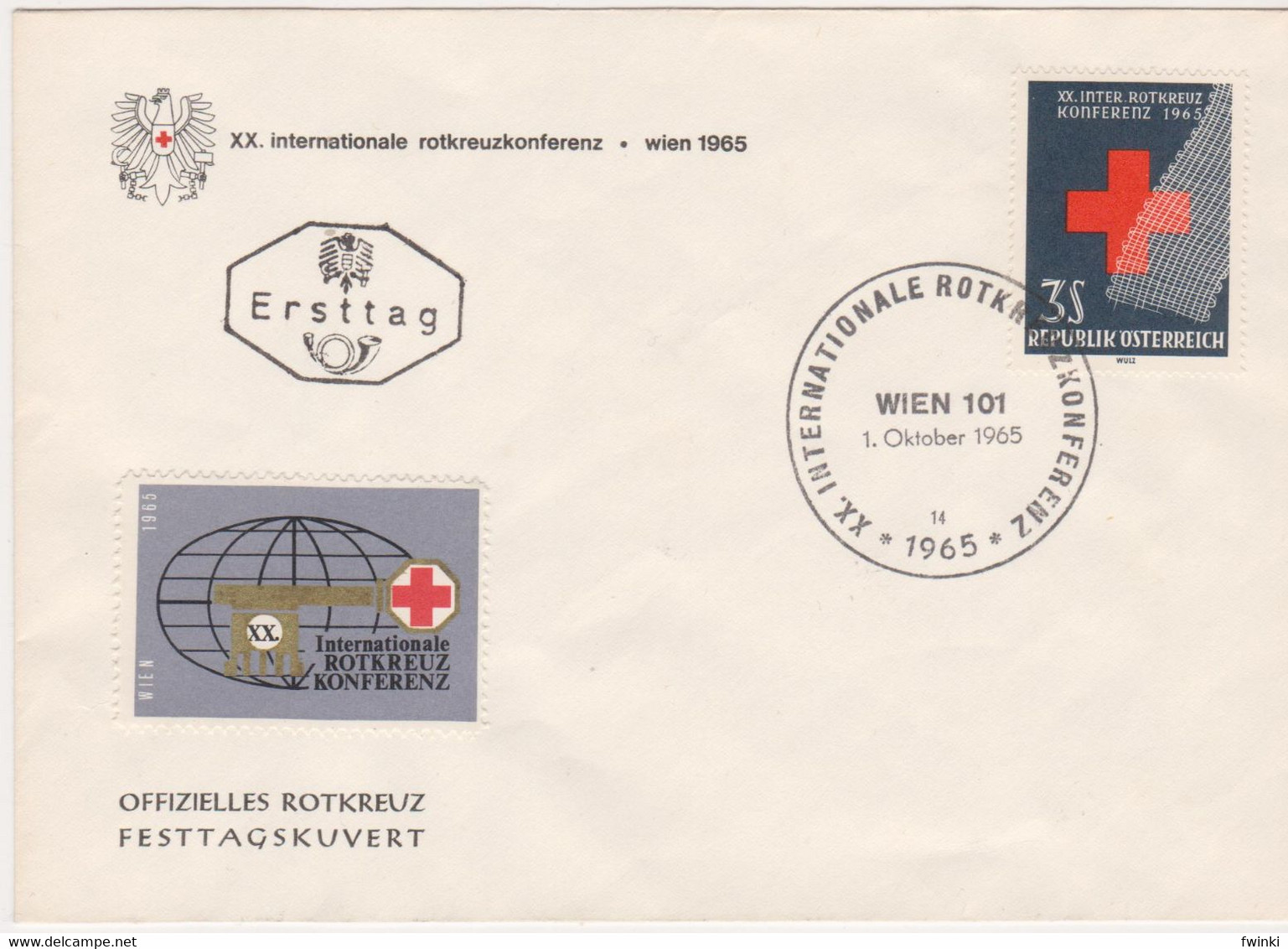 FDC Ö-1965 - Mi 1195 (2) , Internationale Rotkreuzkonferenz , SST Wien 101 - FDC