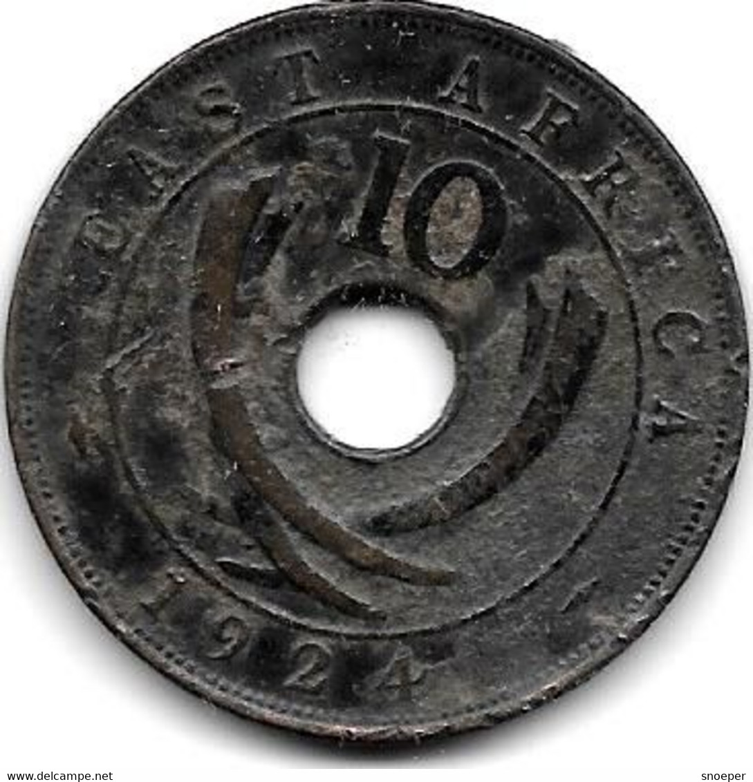 East Africa 10 Cents 1924   Km 19   Vf - British Colony