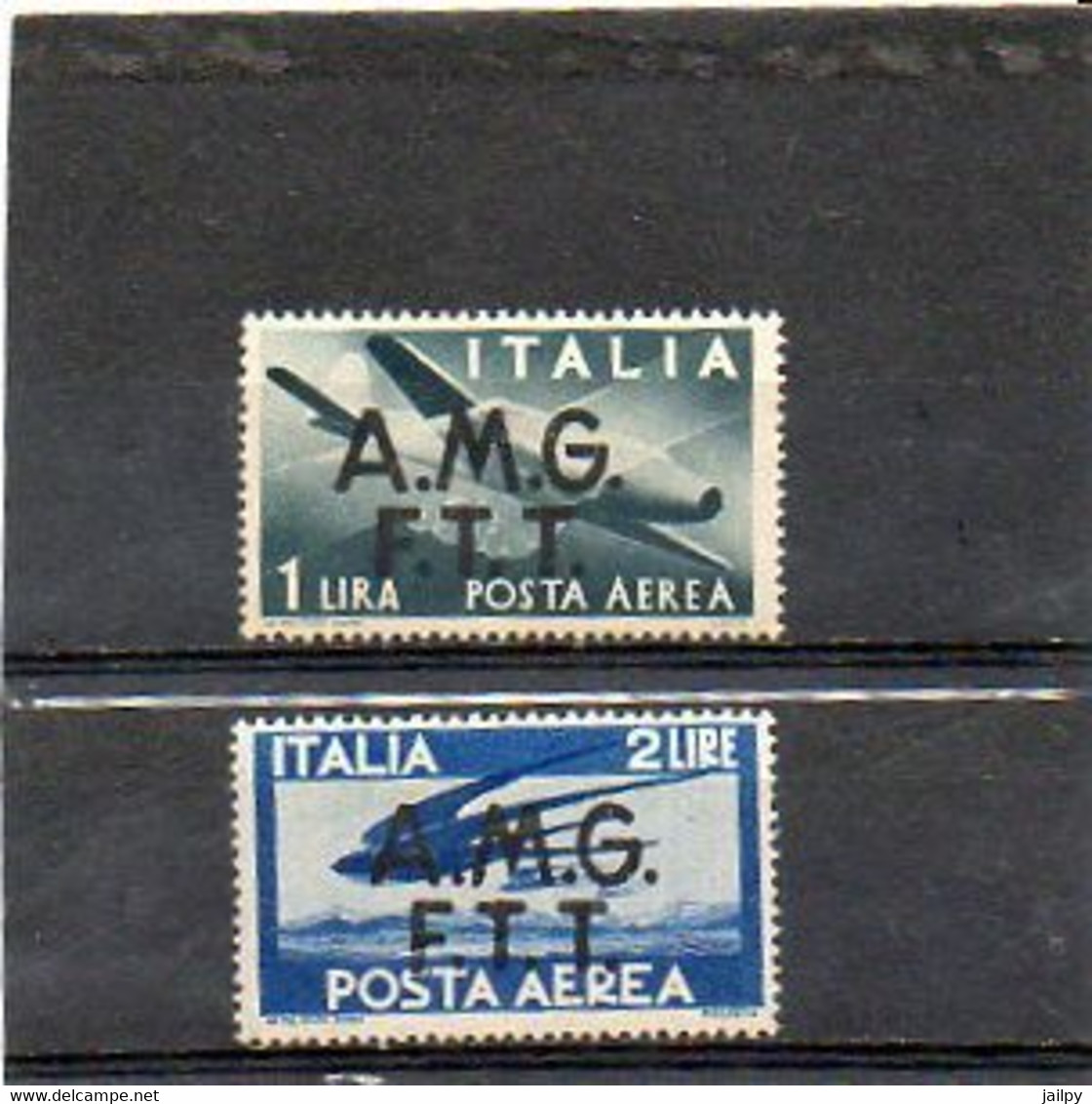 ITALIE   TRIESTE   AMG FTT    2 Timbres Poste Aérienne   1 Et 2 Lire   1947  Neufs Sans Charnière - Poste Aérienne