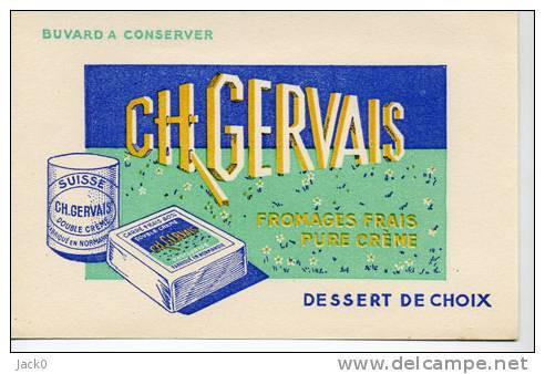 Buvard  Alimentaire  CH . GERVAIS  Fromage  Frais  Pure  Crême, Dessert  De  Choix - Verzamelingen & Reeksen