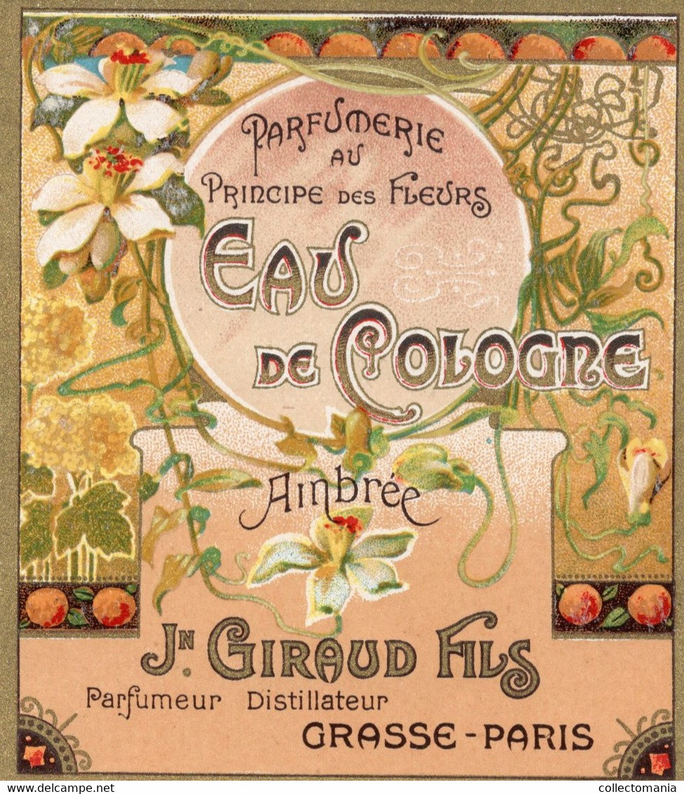 2 Etiquettes De PARFUM Eau De Cologne Giraud Fils Grasse Paris - Antiguas (hasta 1960)
