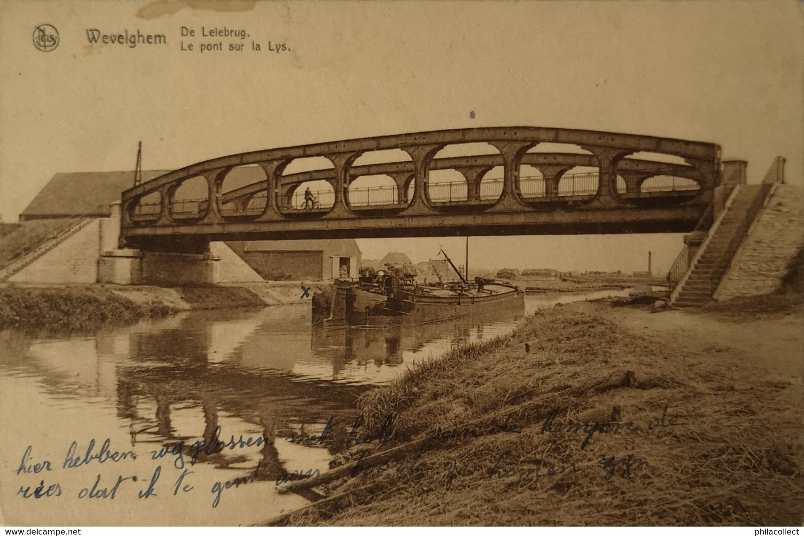 Wevelgem - Wevelghem // De Leiebrug - Le Pond Sur La Lys (schip - Binnenvaart) 19?? - Wevelgem