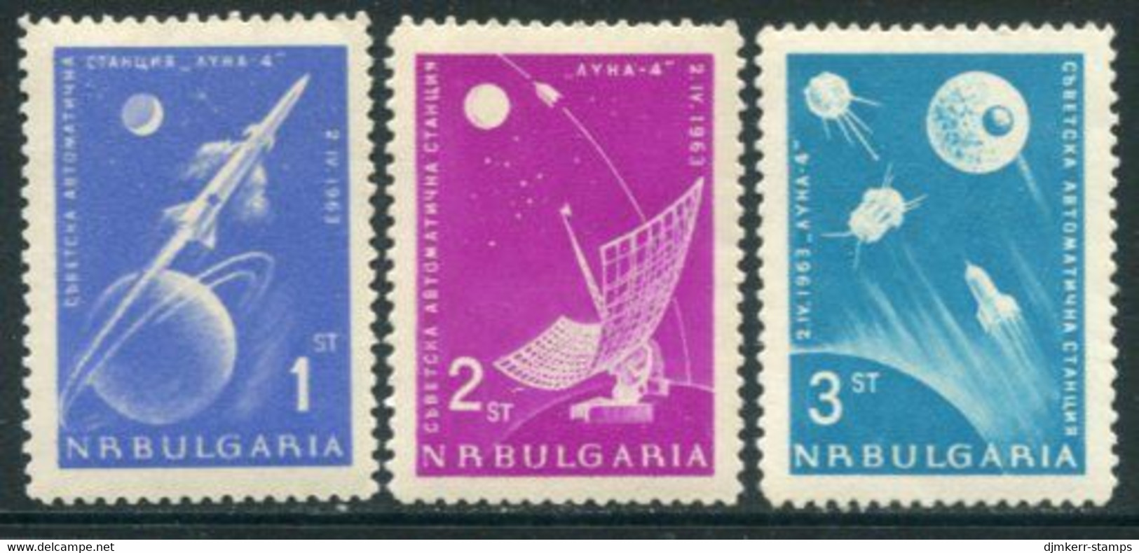 BULGARIA 1963 Moon Probes  MNH / **.  Michel 1388-90 - Unused Stamps