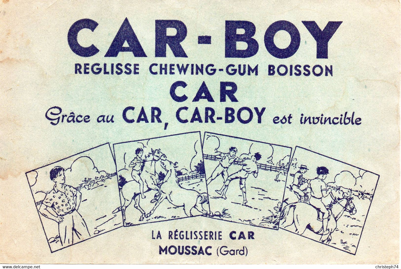 Buvard CAR-BOY Réglisse Chewing-gum Boisson Chevaux SUPERBE - Animales