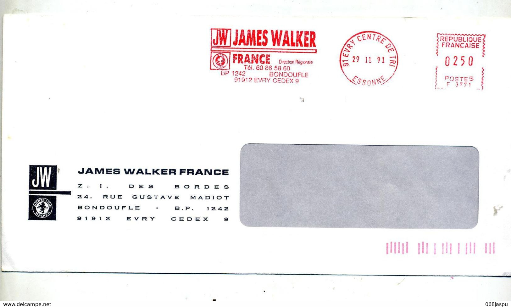 Lettre Flamme Ema Evry James Walker - EMA (Empreintes Machines à Affranchir)