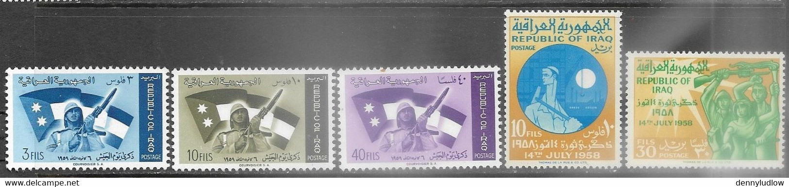 Iraq   1959   Sc#228-30 Army Day Set  MNH  & 248-9 Set MLH   2016 Scott Value $4.25 - Iraq