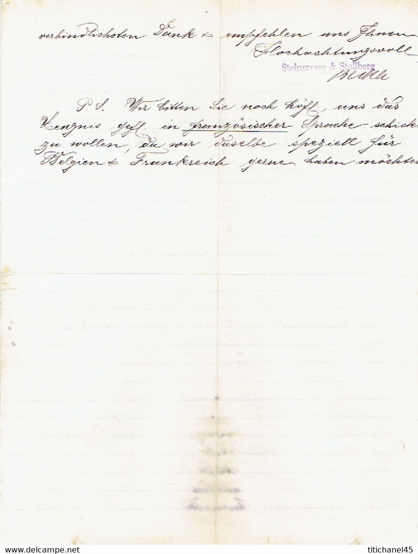 Brief 1900 - NURNBERG - STEINMESSE & STOLLBERG - Maschinen-fabrik : Schnell-pressen Für Stein,- Licht- Und Blechdruc - Andere & Zonder Classificatie