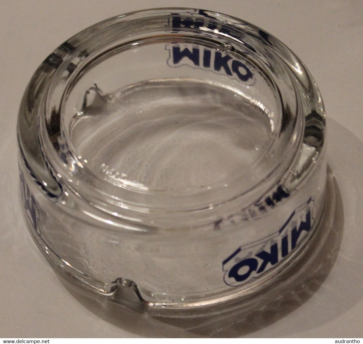 Ancien Cendrier Rond MIKO Verre Transparent Publicitaire Vintage - Ashtrays