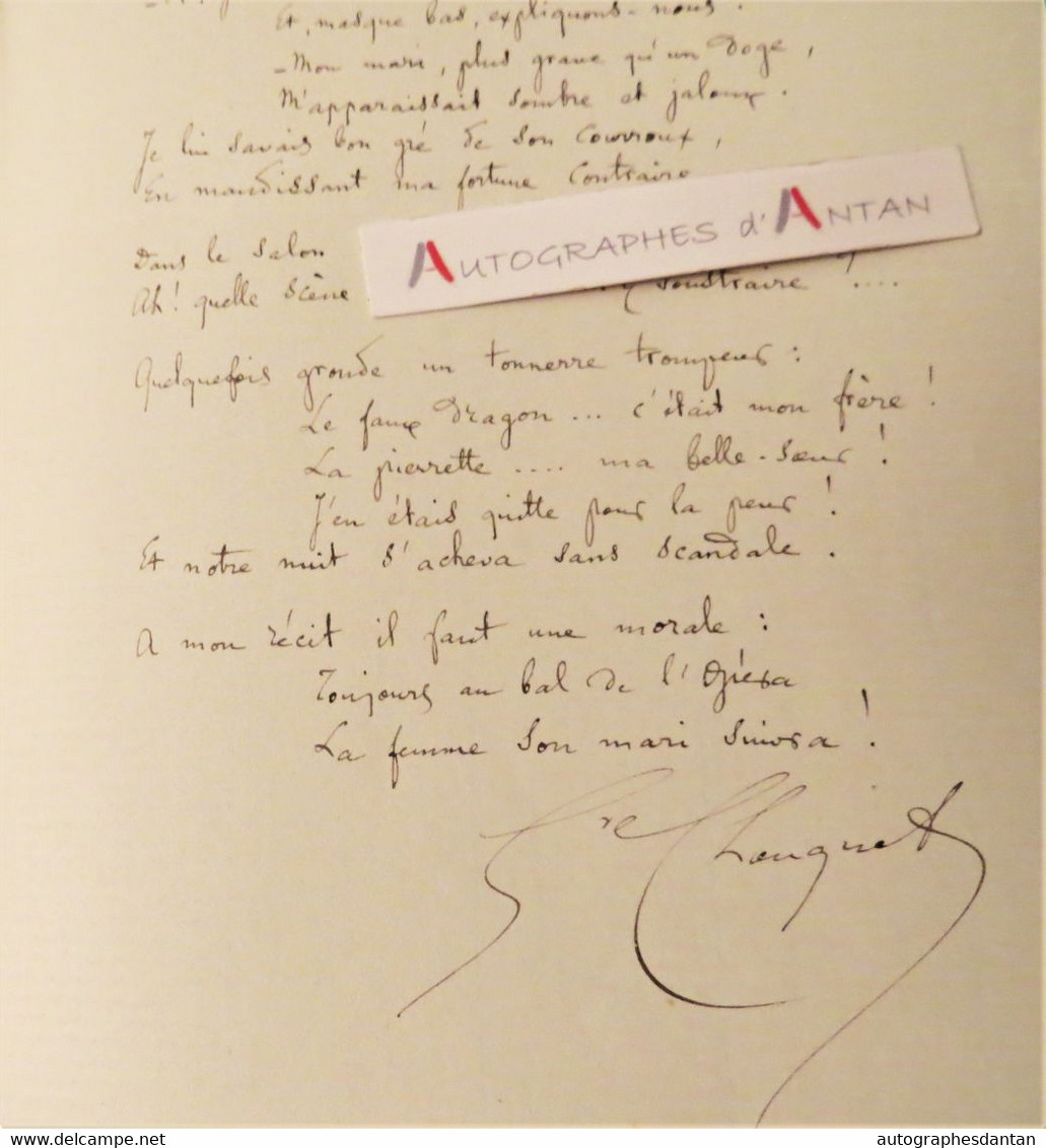 Gustave CHOUQUET Musicologue Le Bal De L'Opéra Poème Autographe Né Le Havre - Musique Autograph Poesy - Masque - Chanteurs & Musiciens