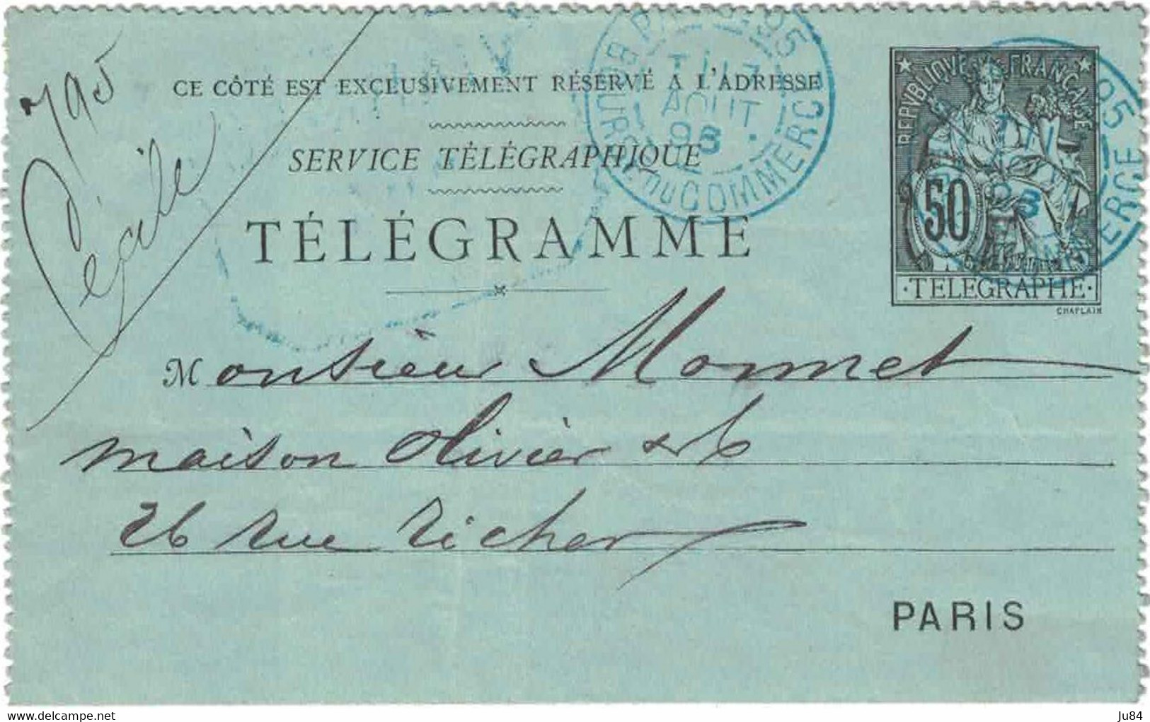 Paris - Lot De 3 Entiers Postaux - Carte-Télégramme - Correspondance & Signature - 1891/1896 - Kartenbriefe