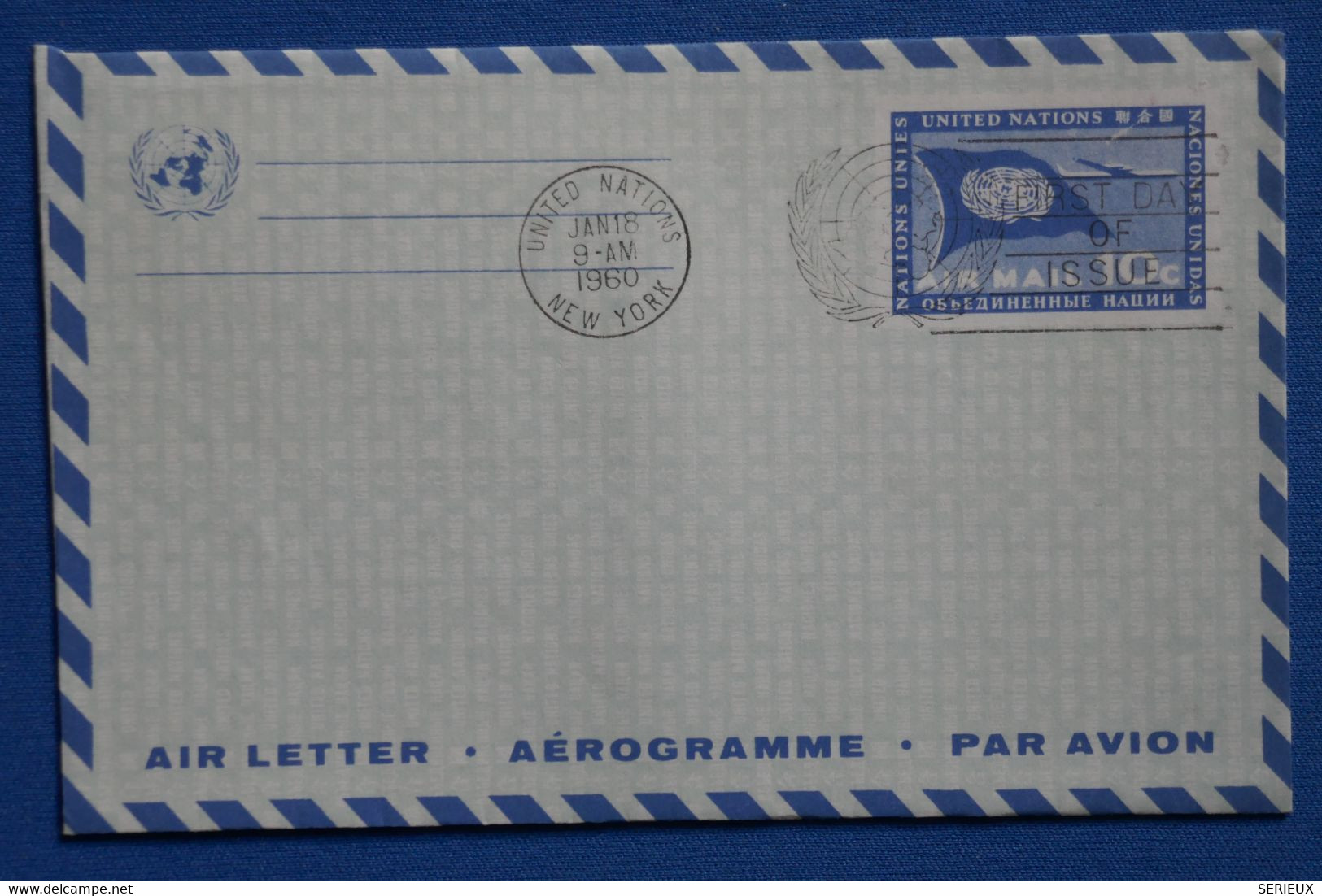 P4 ETATS UNIS NATIONS UNIES BELLE LETTRE AEROGRAMME 1960 NEW YORK - Lettres & Documents